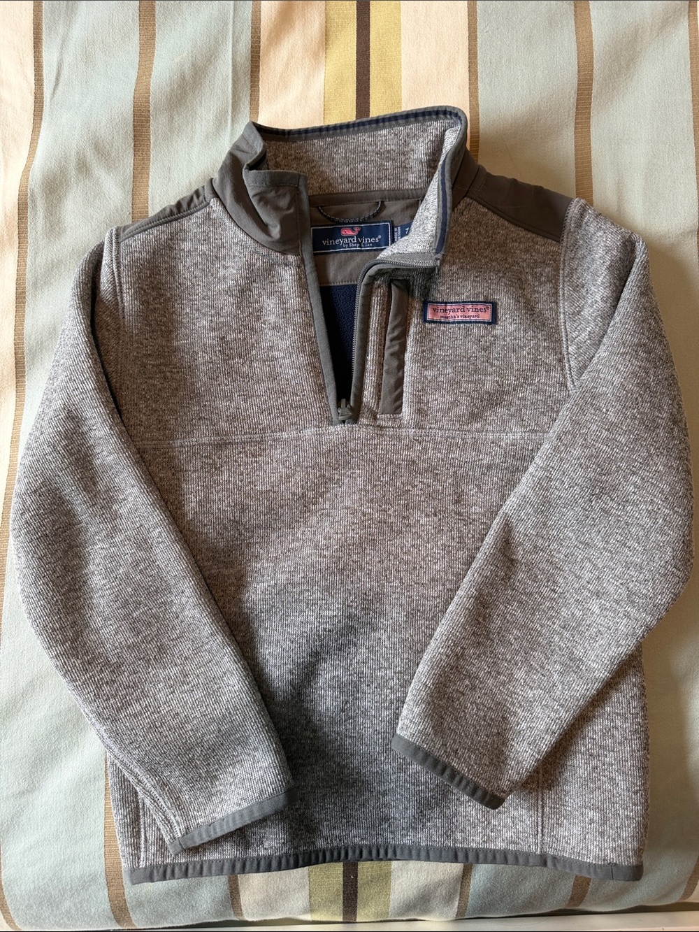 Vineyard Vines Kids Heather Gray Quarter-Zip Pullover